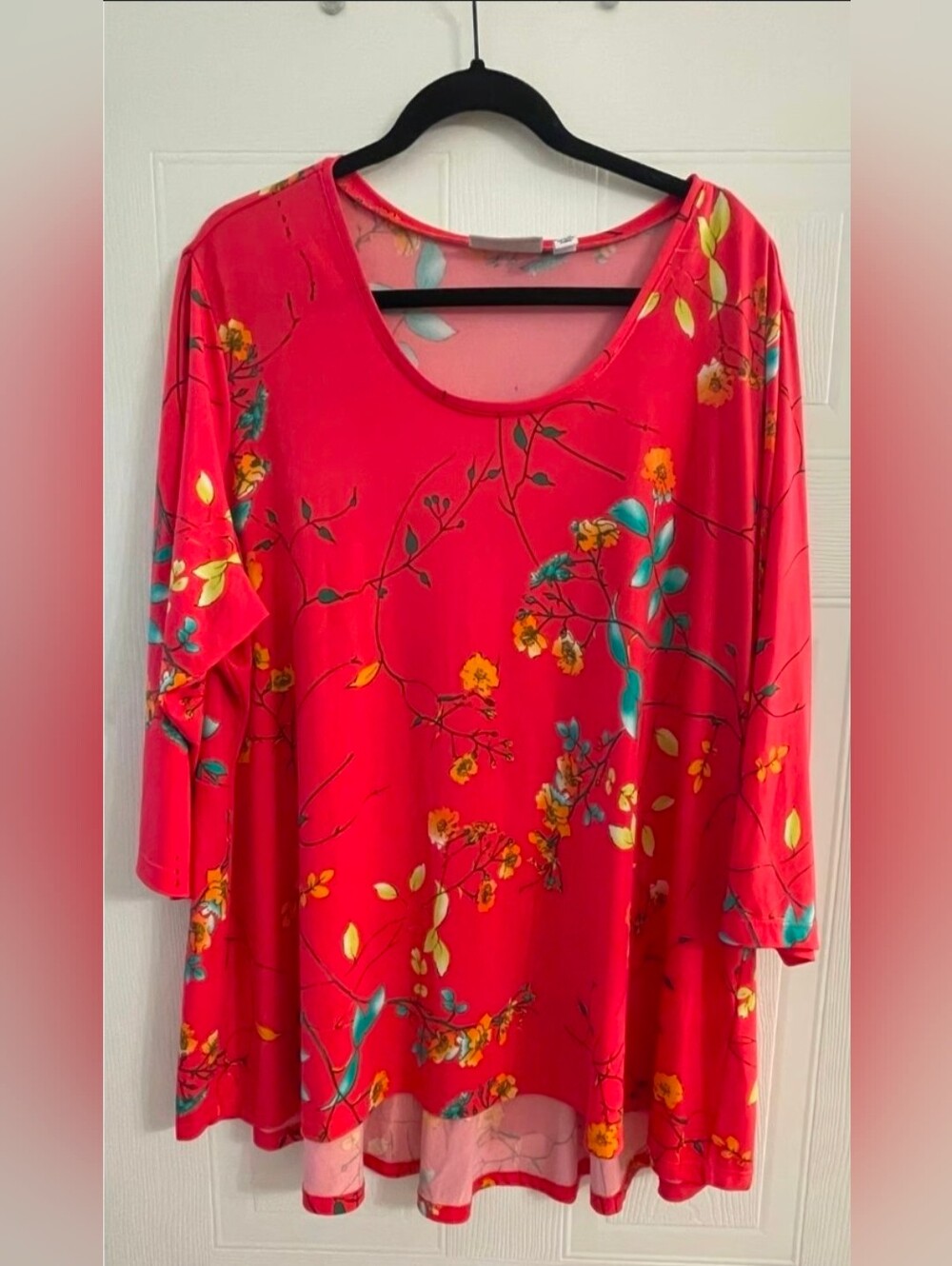Susan Graver Bright Pink Floral Scoop Neck Tunic